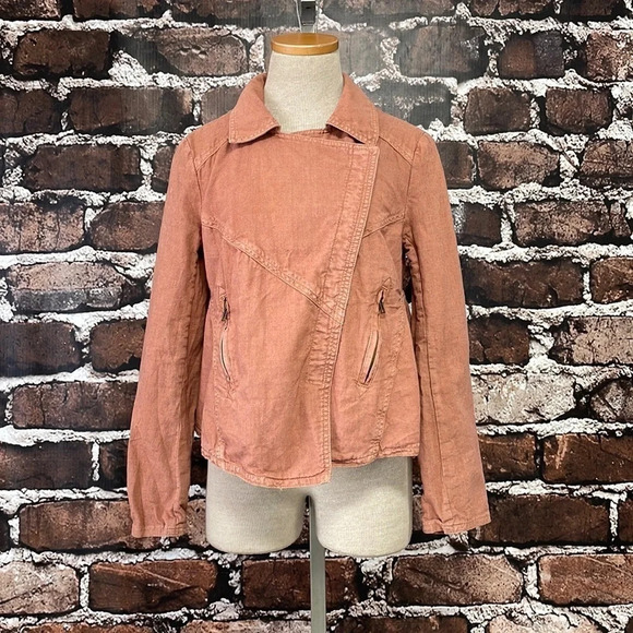 Free People Jacket Linen Orange Size X Small XS - Picture 4 of 16